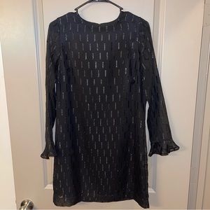 Banana Republic Long Sleeve Ruffle Cuff Dress - Black Sparkle